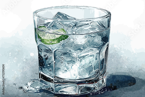 Portion of chilled sparkling water vector art illustration. Generative AI