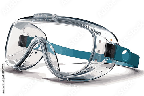 Side view of transparent safety protective goggles vector illustration. Generative AI