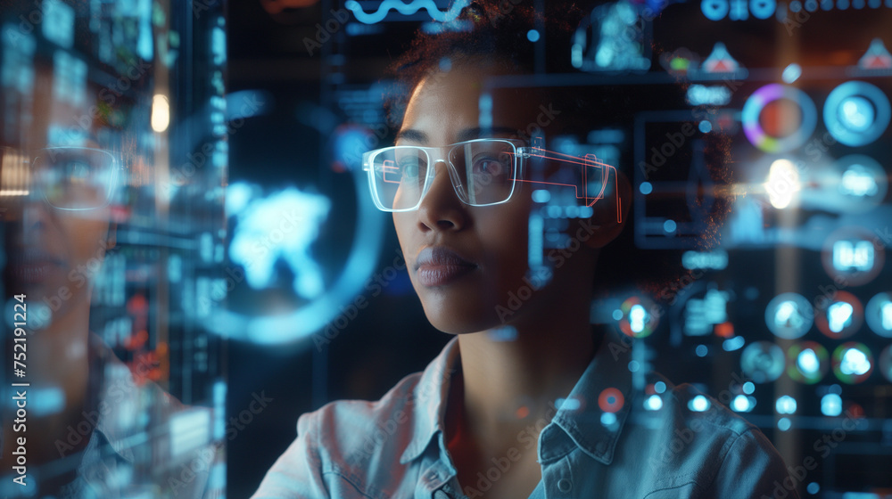 Digital Mind: Woman Engulfed in Cybernetic Network Digital Mind: Woman Engulfed in Cybernetic Network
