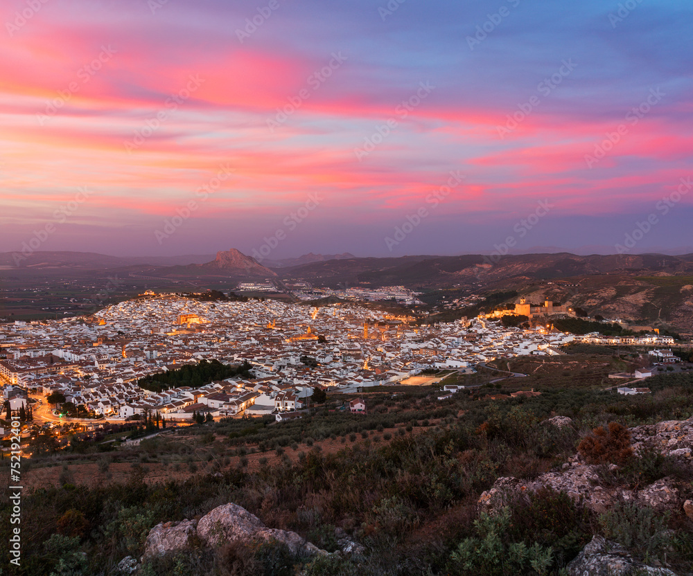 Panorama of the Spanish city of Antequera at Sunset	
