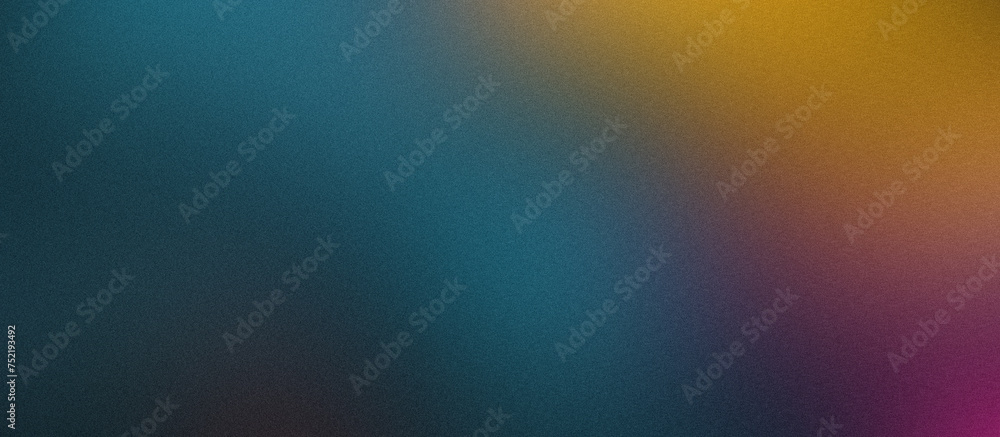 Purple, yellow and teal grainy gradient background, blurred color noise texture, banner design