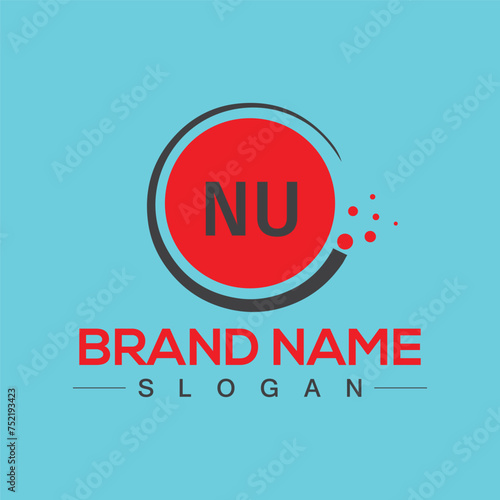 Alphabet letter NU creative logo design