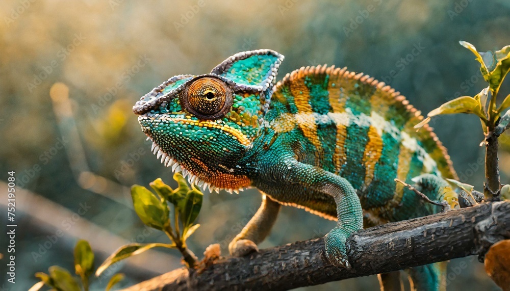 Naklejka premium chameleon on a tree