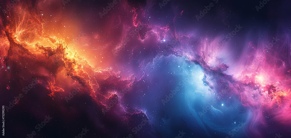 Naklejka premium Outer Space nebula background. Space colorful clouds against Star field. Cosmos wallpaper.