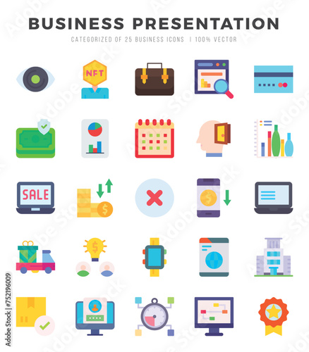 Business Presentation icons set. Vector illustration.