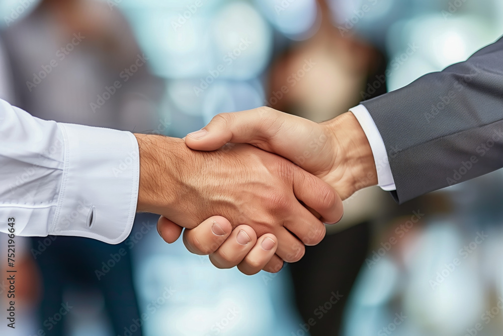 Close-up of business people shaking hands - AI Generated