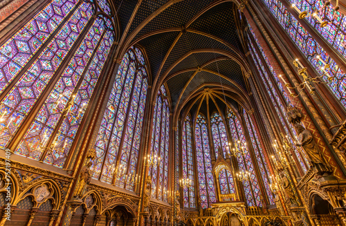 The internal of Saint Chapelle in Paris