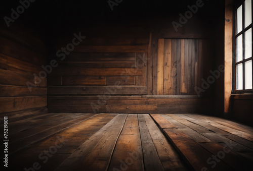Old dark vintage weathered wooden room