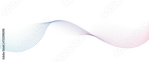 Flowing Dot Wave Pattern Halftone Curve Shape on Transparent Background