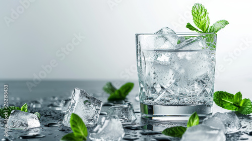 Cocktail with ice on white background