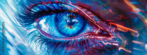 Vision of the Future: Digital Eye in Vivid Colors. Generative ai © Scrudje
