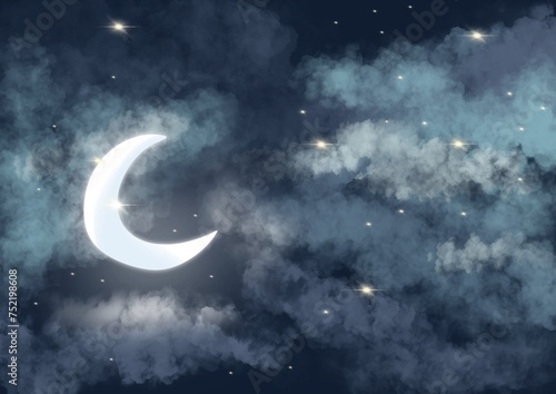 sky with moon and stars