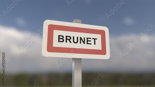 Tableau sur toile A sign at Brunet town entrance, sign of the city of Brunet