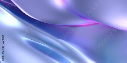 3d holographic liquid wavy texture, iridescent silk fabric background or rainbow smooth metal foil. Render of hologram cloth with wavy folds, shiny gradient effect in motion. 3d vector chrome texture.