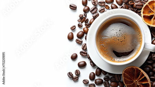 cup with coffee on white background