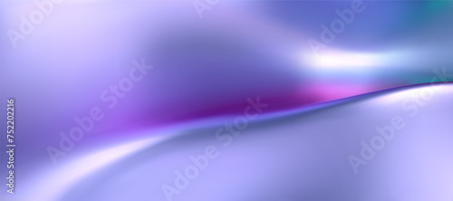 3d holographic liquid wavy texture, iridescent silk fabric background or rainbow smooth metal foil. Render of hologram cloth with wavy folds, shiny gradient effect in motion. 3d vector chrome texture.