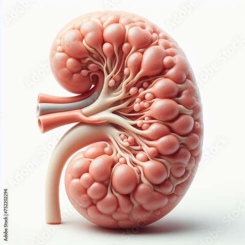 human kidney organ on white
 photo