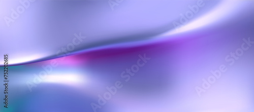 3d holographic liquid wavy texture, iridescent silk fabric background or rainbow smooth metal foil. Render of hologram cloth with wavy folds, shiny gradient effect in motion. 3d vector chrome texture.