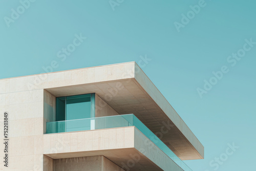Minimalist Modern Architecture Against Clear Blue Sky