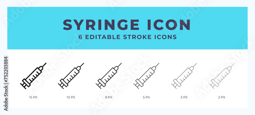 Syringe line icon symbol. Logo. Icon vector illustration with editable stroke.