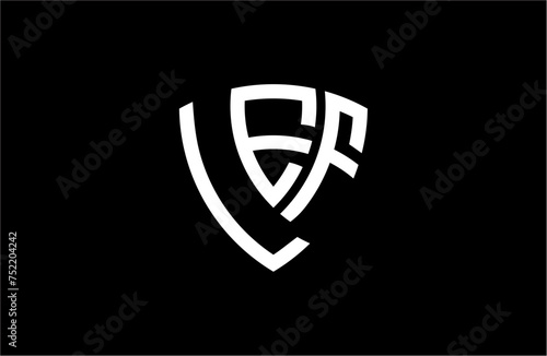 LEF creative letter shield logo design vector icon illustration
