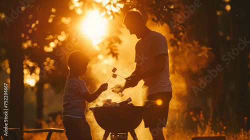 Sunset Barbecue: Family Bonding Time in Golden Hour Light
