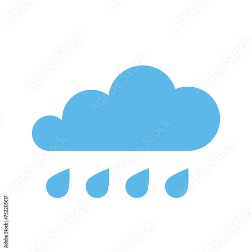 Weather icon with cloud and drops, rainy day forecast, mobile app Ui design, flat cartoon vector