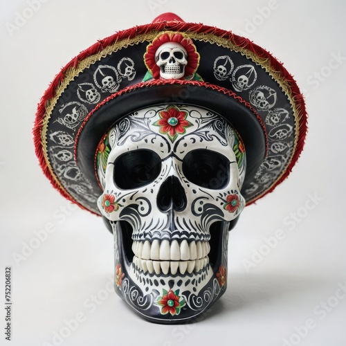 Day of the Dead skeleton skull with flowers