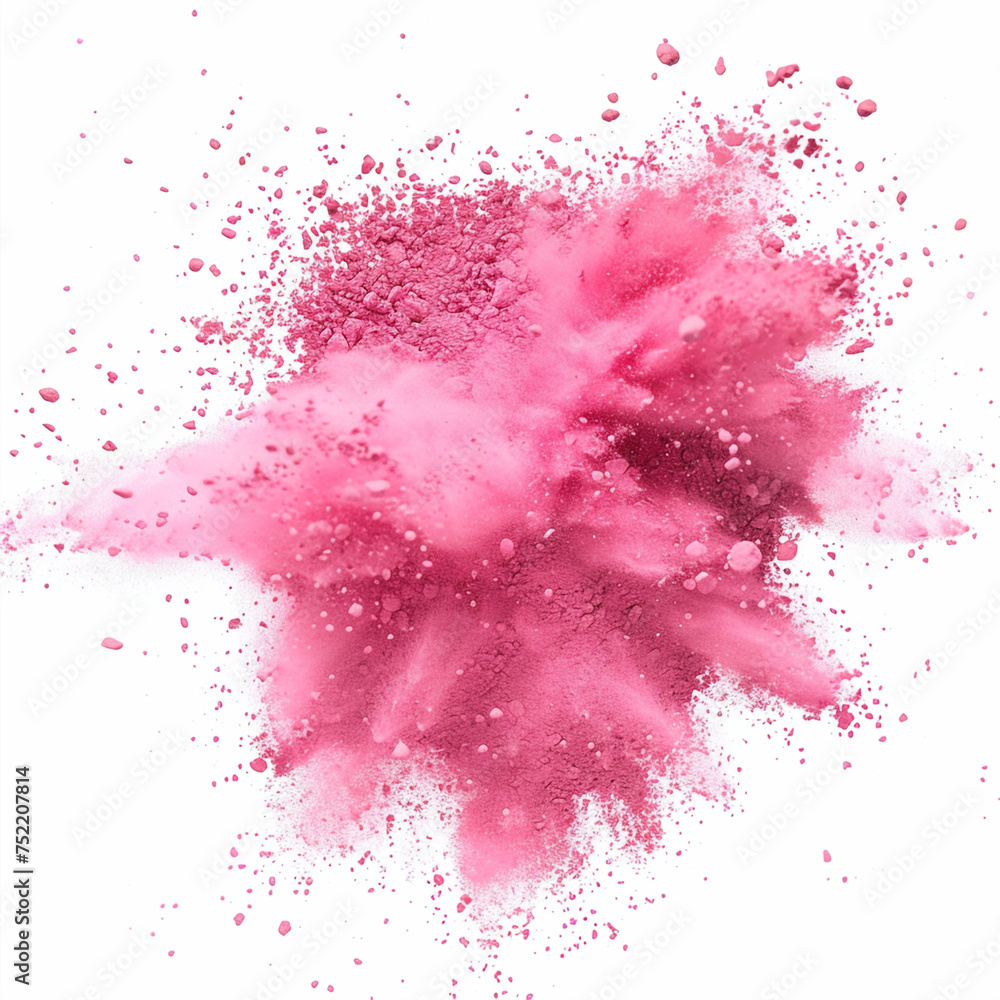 Pink color powder dust splash or explosion. 