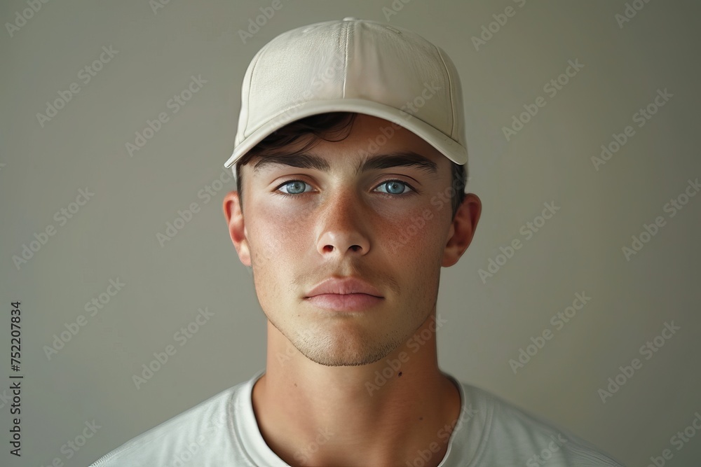 portrait of man wearing plain cap hat, mockup portrait of man wearing plain cap hat, mockup