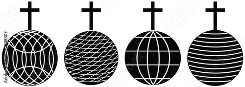 Religious global mission Spreading the word. Globe with Christian cross on a white background. Vector illustration