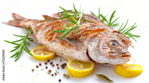 fish meat on white background
