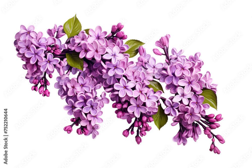 Lush Purple Lilac Blossoms on White Background Lush Purple Lilac Blossoms on White Background