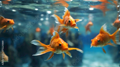 gold fish in the water abstract background 