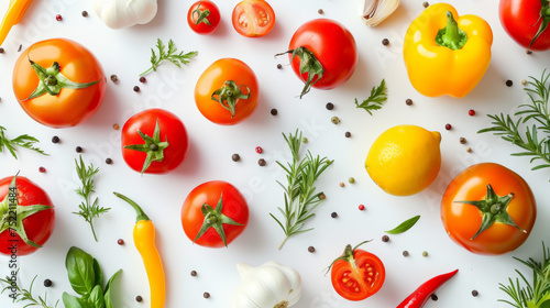 fresh vegetables on white background