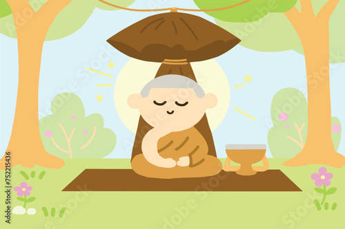 Monk doing vipassana.