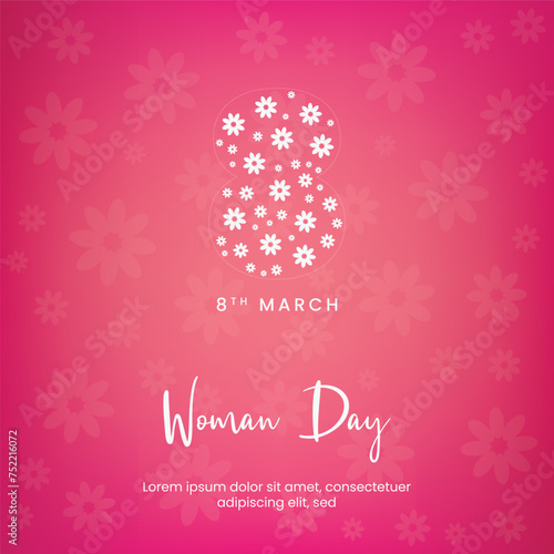 8th March Woman Day, Ladies Day Flower Background floral illustration vector