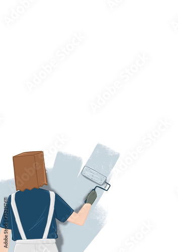 Man painting wall