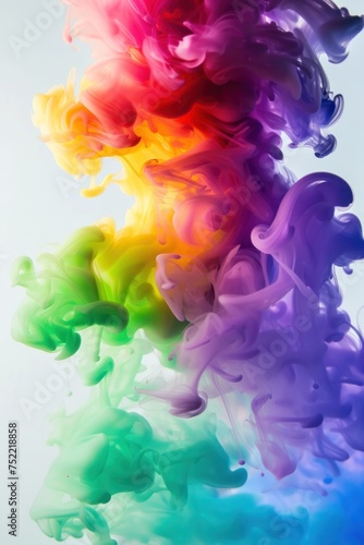 This image captures the mesmerizing flow of colorful smoke, creating a tranquil yet dynamic atmosphere
