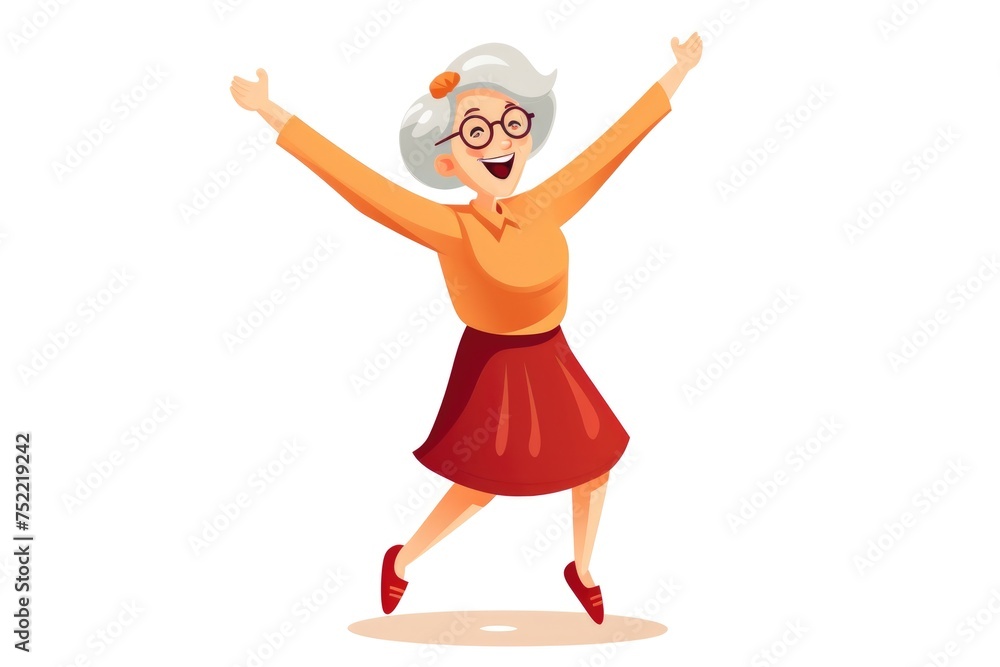 Very happy elderly woman rejoices at a successful project on white background Very happy elderly woman rejoices at a successful project on white background
