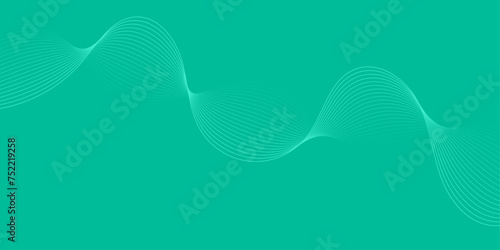 Abstract background with waves for banner. Medium banner size. Vector background with lines isolated. Element for design. Green gradient. Turquoise color. Summer, spring. Brochure, booklet