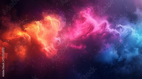 A vibrant abstract image that blends multiple colors resembling a cosmic nebula, with stars scattered throughout, giving an impression of a celestial phenomenon.