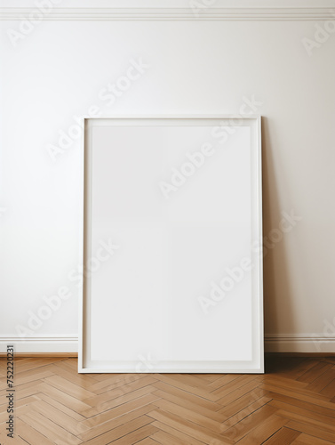 Blank Frame Leaning Against White Wall Picture
