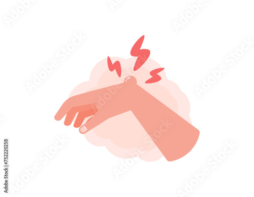 Lump on the wrist. ulcers on the hands. ganglion cysts, tumors, osteoarthritis, rheumatoid arthritis. disease or symptoms. health. flat style illustration design. graphic elements. Vector photo
