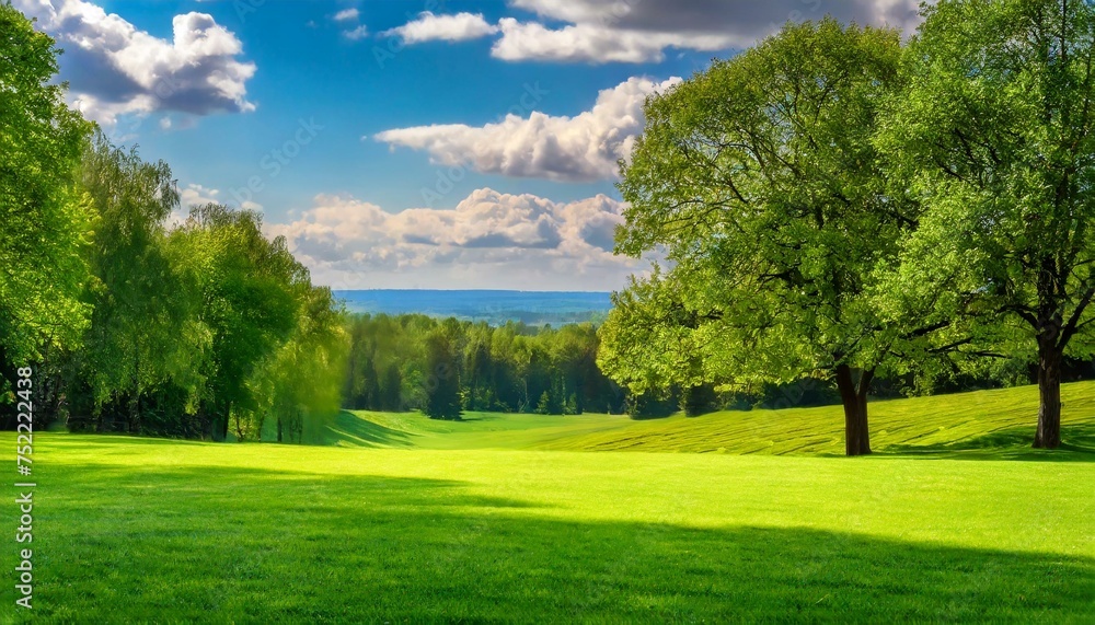 landscape with green grass and sky