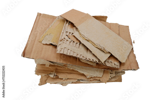 stack of old Cardboard ripped papers isolated