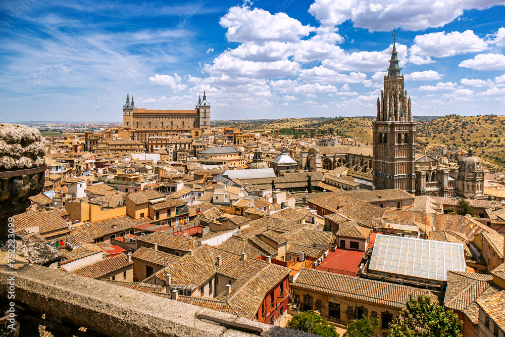 Aerial panorama of Toledo, Spain 