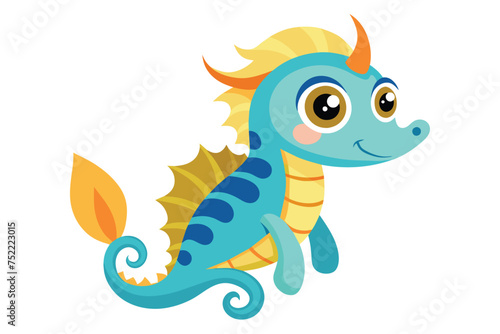 cute cartoon seahorse vector illustration  