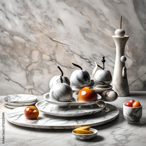still life with tea and fruits