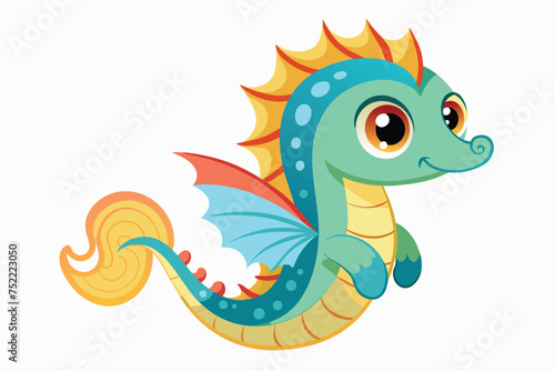 cute cartoon seahorse vector illustration  